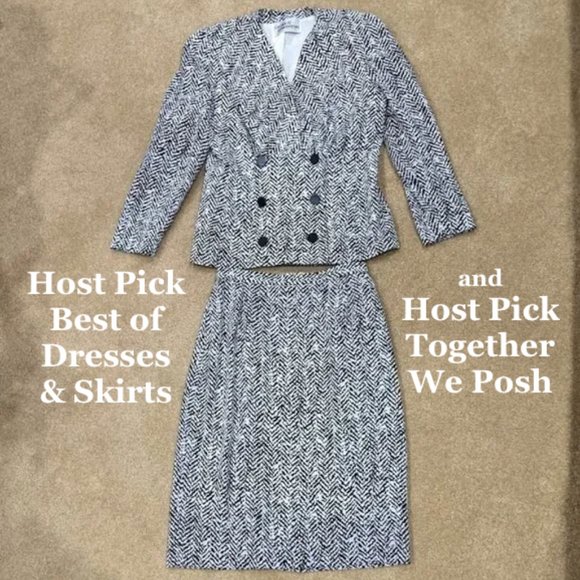 George Simonton Dresses & Skirts - Vintage George Simonton Skirt Suit Black & White Patterned